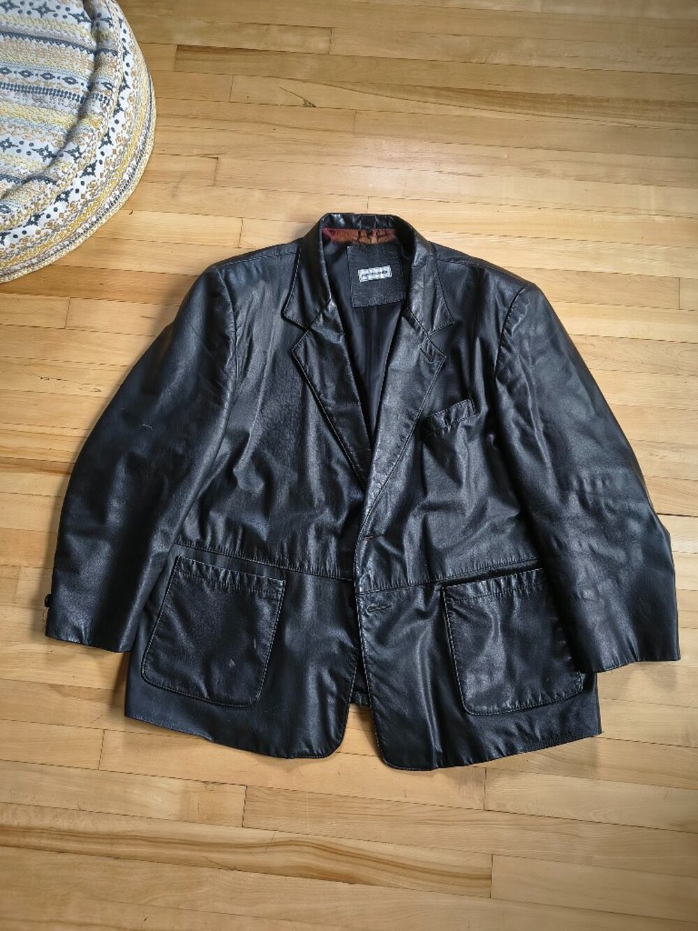 Pierre Cardin Black Leather Blazer Jacket - Made in Canada - Men’s XL
